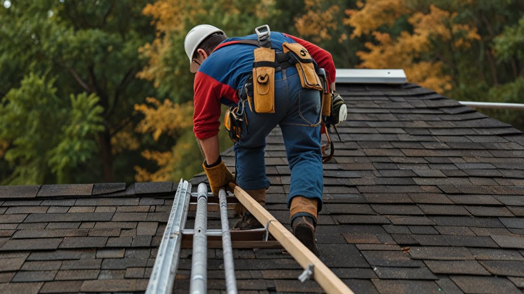 Мужчина Кровельщик на крыше Бельгия Лимбург Гент