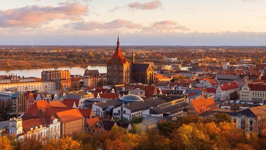 Фото свысока города Росток Германия