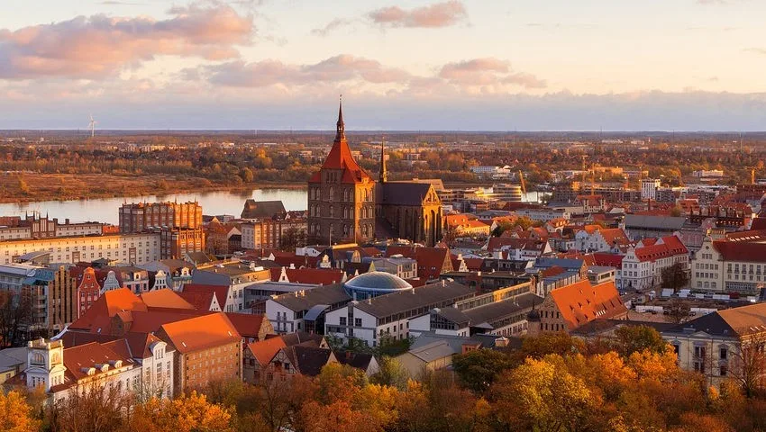 Фото свысока города Росток Германия