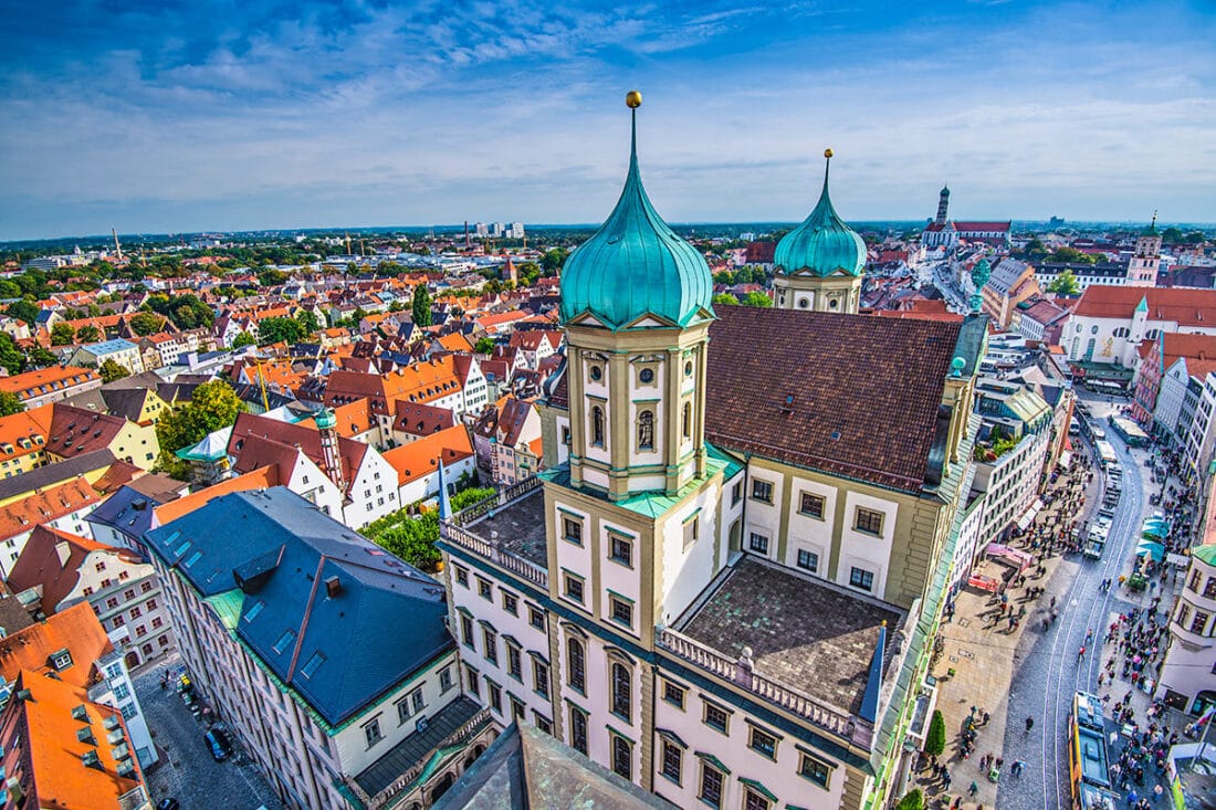 Фото с высоты города Аугсбург Германия