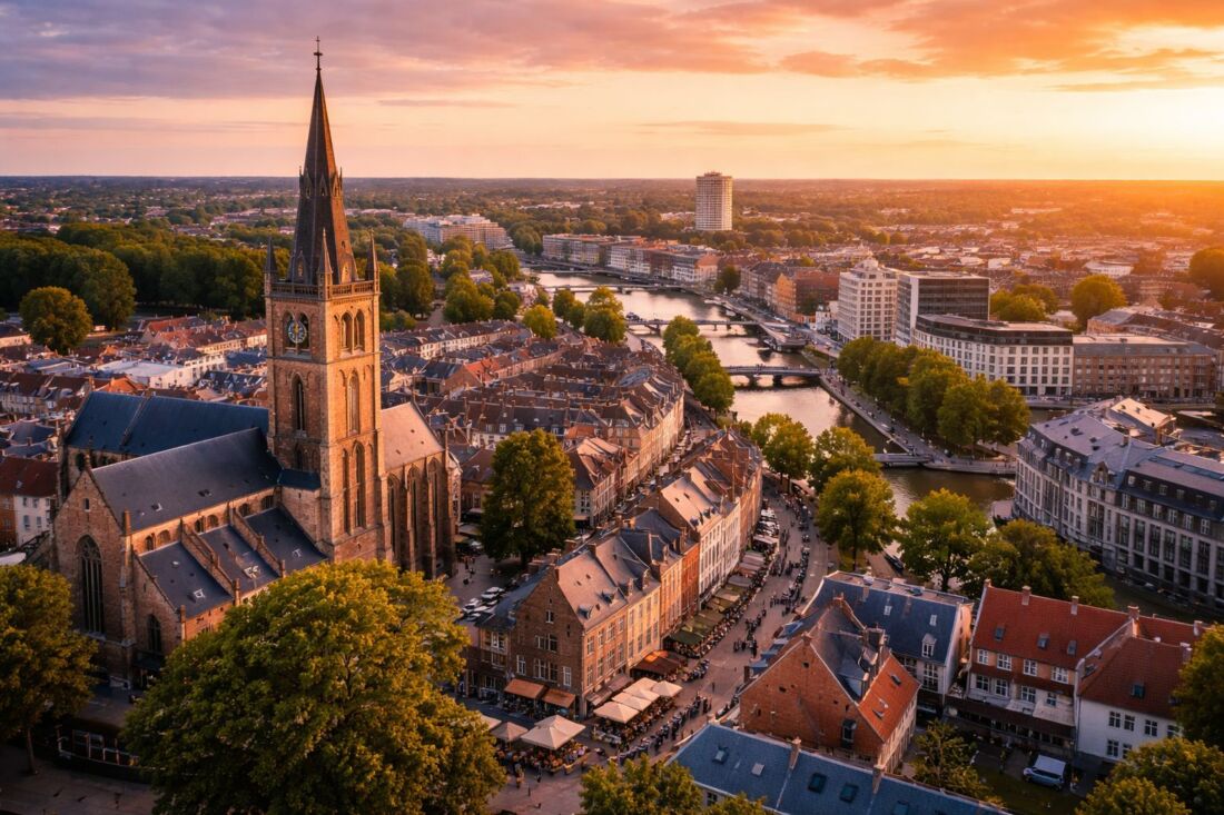 Город Хасселт Бельгия панорама архитектура центр города