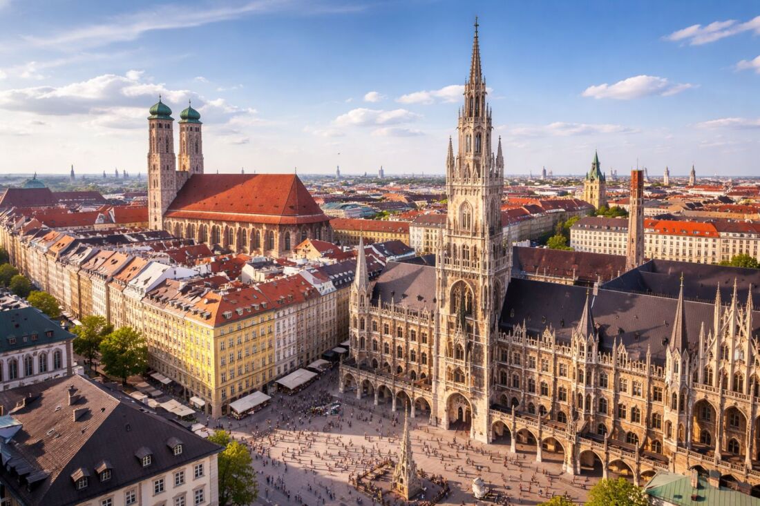 Город Мюнхен Германия панорама центр города архитектура Бавария
