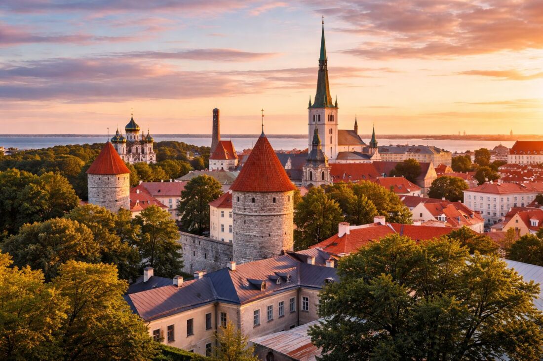 Город Таллин Эстония старый город панорама архитектура