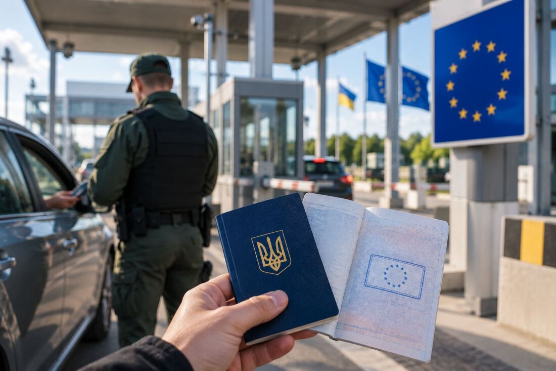 Временная защита в ЕС 2026: украинский паспорт на пограничном пункте пропуска
